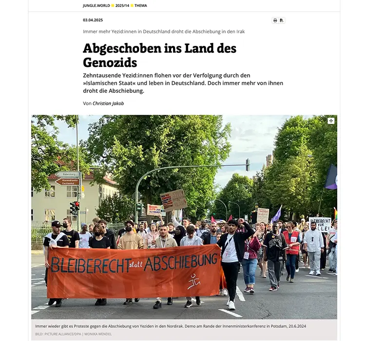 Jungle World: Abgeschoben ins Land des Genozids