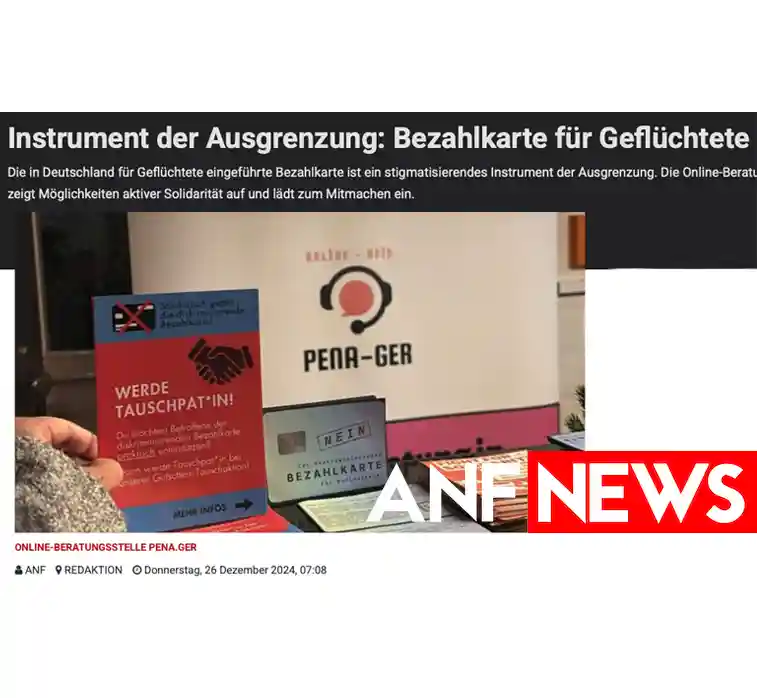 Pena.ger Bericht auf ANF über Bezahlkarte