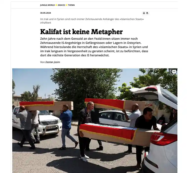 Jungle World: Pena.ger weist auf Schutzlücke für Jesiden hin