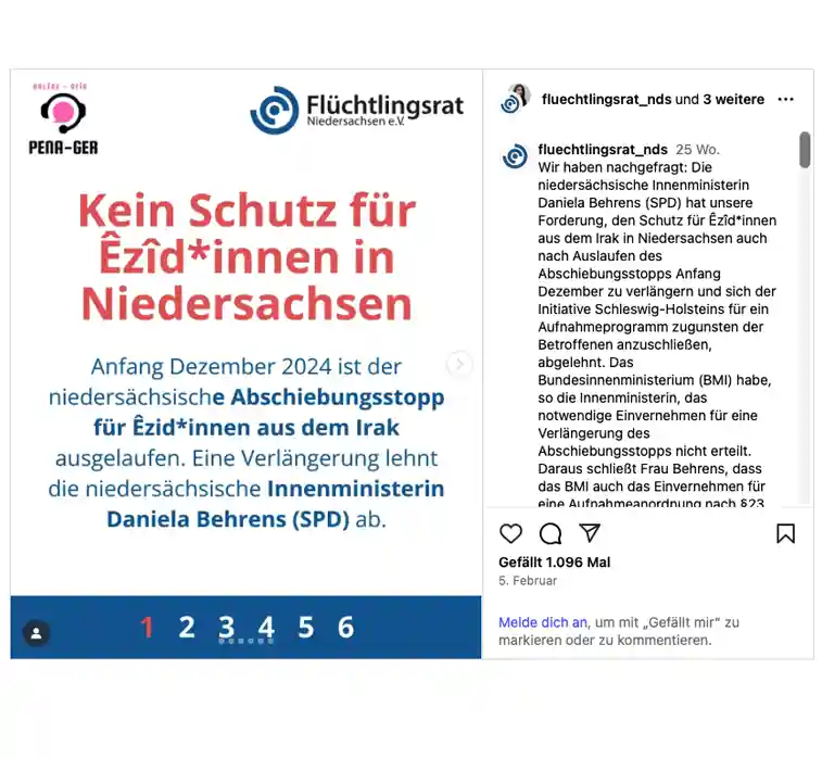 Pressemitteilung: Abschiebungsstopp für Êzîd*innen in Niedersachsen